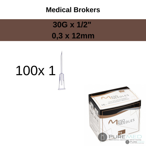 Mesotherapy needles 30G x 1/2" (0.3 x 12mm) 100 pcs