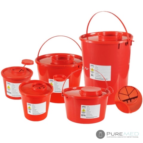 Red medical waste container 0.7l